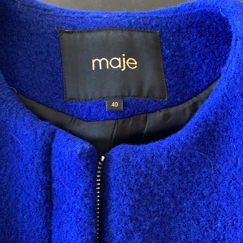 Bright blue blazer with leather detailing - Picture 3 of 5